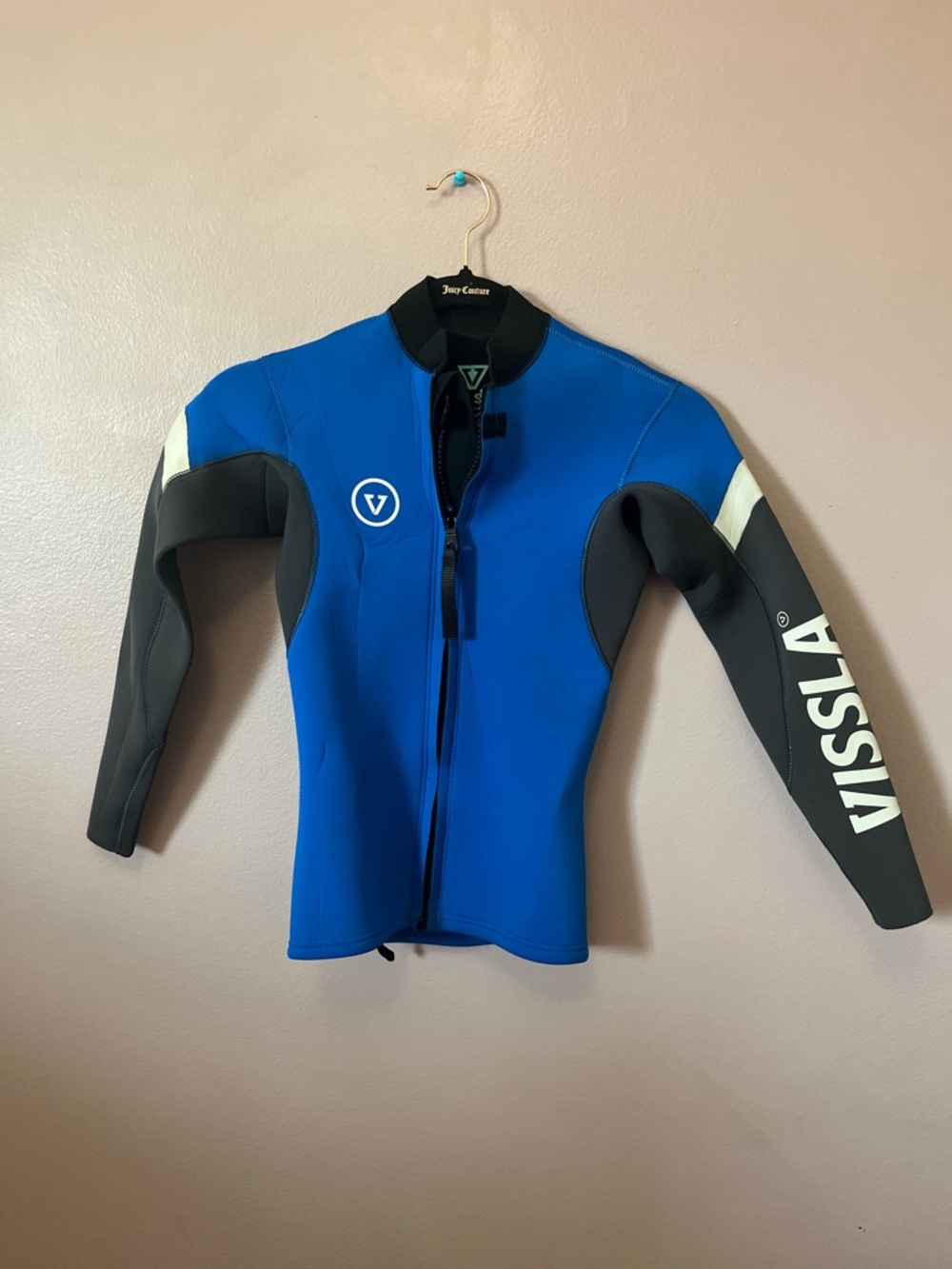 VISSLA Royal Blue and Black Front-Zip Surf Wetsuit Jacket